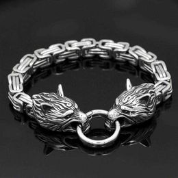 Retro populaire wolf hoofdring gesp metalen armband voor heren punk dominante sieraden gift G1026