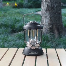 Lanterne de camping portable rétro 6000 mAh lampe de camp vintage au kérosène extérieur 3 modes d'éclairage lumière de tente pour la randonnée escalade cour 240119