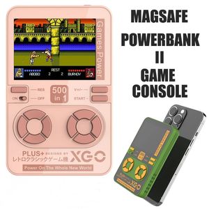 Banque de batterie rétro Mini jeux vidéo portables 500 jeux intégrés Console de jeu portable 5000mAh Banque d'alimentation magnétique sans fil pour iPhone 14 13
