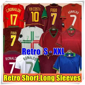 Retro Portugal Soccer Jerseys 98 99 02 04 06 B.Fernandes Ronaldo Joao Felix Bermardo Camisa de Futebol Football Shirt Kit Kid Kid et Rui Costa Figo S-4xl