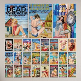 Retro poster Pin Up Beauty Girls Metal Poster Body Soul Vintage Tin Signs Bar Club Cafe Garage Home Decor Tin Wall Art Painting 30x20cm W03