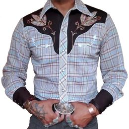 Retro Bedrukte Westerse Stijl Shirts Voor Mannen Met Lange Mouwen Decoratieve Slim Fit Casual Party Formeel Shirt En Blouse Man tops 231220