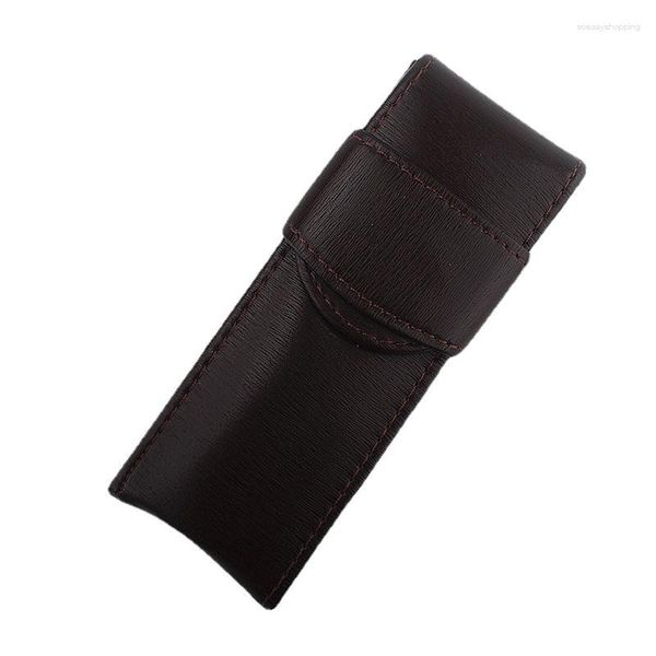 Rétro PU Faux cuir à la main porte-stylo pochette à crayons housse de protection pour papeterie cadeau bureau fournitures scolaires