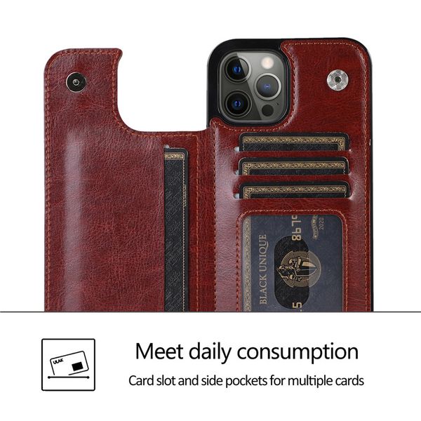 Étui en cuir Retro Pu Flip pour iPhone 14 Pro Max Multi Carte Holder Wallet Slim Fit Premium Cover