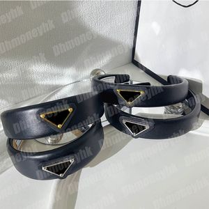 Retro PU Leather Designer Hoofdbanden Vrouwelijke luxe haren Joowerly Party Hair Hoops Triangle Metal Hairband Vrouwen Franse hoofdband