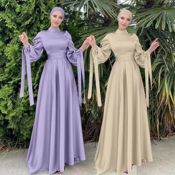 Robe de soirée rétro à manches bouffantes, vêtements islamiques musulmans pour femmes, Abaya arabe, caftan de dubaï, robe longue pour femmes, 231226