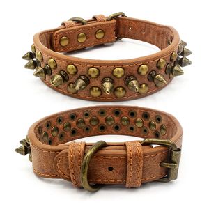 Collares con remaches para perros y mascotas de estilo Retro Punk, Collar redondo de cuero PU con clavos de bala, correa con púas, Collar para perros y gatos pequeños, productos para mascotas