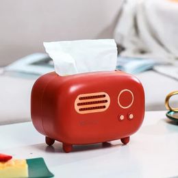 Retro radiomodel Tissue Box Desktop Paperhouder Vintage Dispenser Storage Napkin Case Organisator Ornament Craft