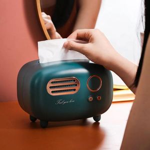 Retro Radio Model Tissue Box Desktop Papier Houder Vintage Drinkfontein Opslag Servet Home Organizer Tassen