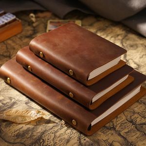 Retro Real Cow Leather Cover Notebook 96 Papers Petit Moyen Big Size Note BIOD JOURNAL MAIN MAIN ABOUR