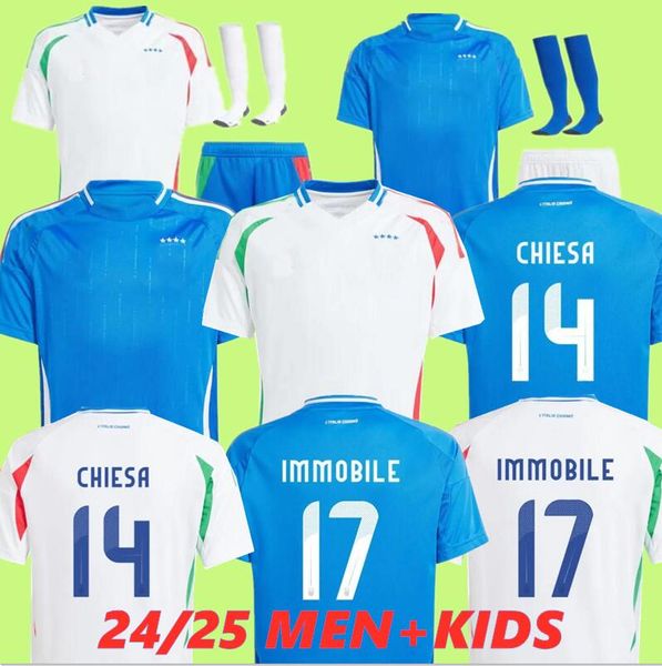 24 25 Maillots de football Italie Italien 2024 Coupe d'Europe Équipe nationale Italie Rétro BAGGIO Italia Jersey Verratti Bonucci Jorginho Chemise de football Barella Maldini Kit enfants