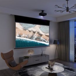 Retro reflecterend plafond/omgevingslicht afwijzend vermogen Max elektrisch oprolbaar tab-gespannen projectiescherm voor UST-projectoren thuisbioscoop