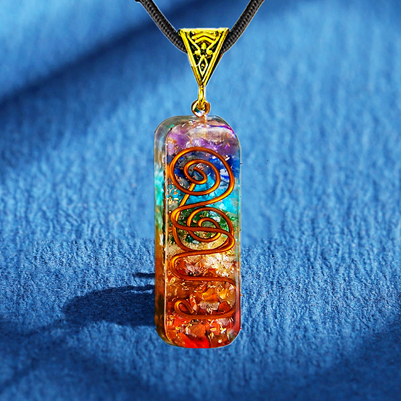 Retro Reiki guérison ton coloré chakra orgone énergétique pendentif collier pendulum amulette cristal collier bijoux