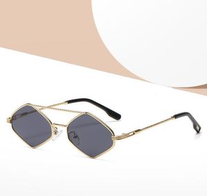 Rétro losange cadre superclair femmes lunettes de soleil personnalité hommes voyage lunettes de soleil à la mode cadre en métal nuances lunettes mélanger les couleurs