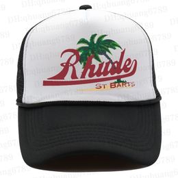 Retro Rhudes Palms Hat Classic Ball Cap Wide Brim Trucker Hat Outdoor Leisure Sun Protection Hat Ademend gaashoed unisex verstelbare maat