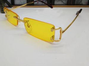 Lunettes de soleil rectangle rétro sans lunettes de soleil Gold Yellow Lens Fashion Optical Fashion Vintage Sun Shades For Men Women Women Eye Wear With Box
