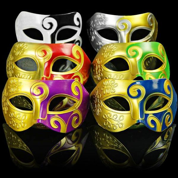 Masque facial de gladiateur romain rétro pour fête d'Halloween, masque de fête de danse vénitienne pour hommes, couleurs assorties LX2130