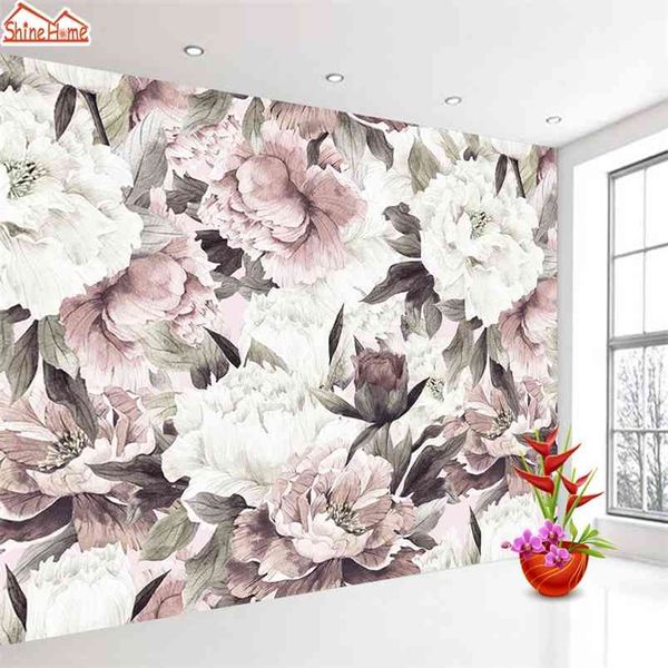 Retro Rose 3d Po Wallpapers para sala de estar Papeles de pared Decoración para el hogar Papel Mural Papel tapiz Paredes Rollos Floral papel de parede 210722