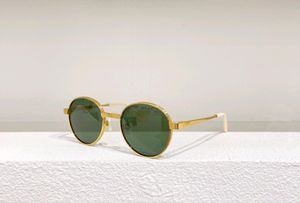 Lunettes de soleil rondes rétro pour hommes verres dorés/verts en métal 0872 lunettes de soleil avec boîte