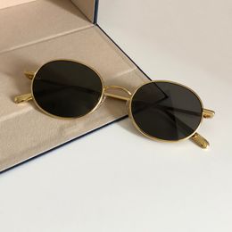 Gafas de sol redonda redonda gafas de sol de color gris oscuro de metal para mujeres