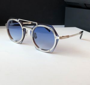 Lunettes de soleil rondes rétro H006 Silver bleu unisexe verres de soleil UV Protection Eye Wear Box