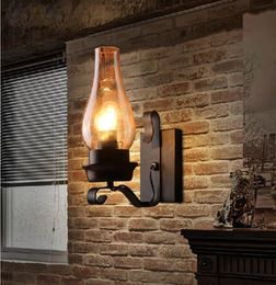 Rétro rustique nordique verre applique chambre chevet applique murale Vintage industriel luminaires allée escalier Lamps8008733