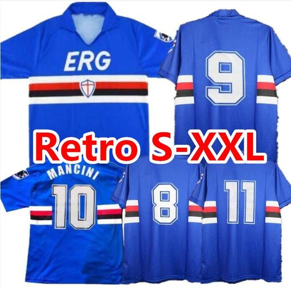 Rétro Sampdoria 1991 1992 Maillots de Football 91 92 Futbol Vintage Football Camiseta Chemise Classique Kit Maillot Maglia Tops