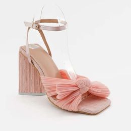 Retro Sandals Fairy Brand Shoes Women's Designer Elegante Bowknot Formal Dress Party-hakken E51 met hoge hakken Formele kleding