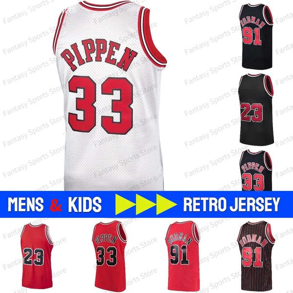 Retro Scottie Pippen Basketball Jerseys Dennis Rodman Rose Classics Throwback Jerseyss Mens Ed Red White Blanc Black Men Kids