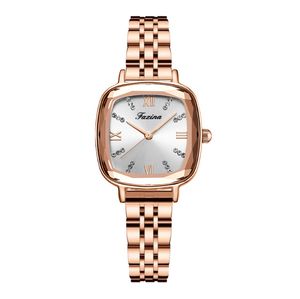 Retro -serie hartslag roestvrijstalen band Quartz dames horloges square wijzerplaat dames kijken briljante licht polshorloges