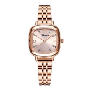 Retro -serie horloge slim vrijelijk roestvrijstalen band Quartz dames horloges square wijzerplaat dames kijken briljant licht polshorloges 264i