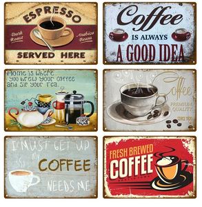 Retro Shabby Chic Coffee Art Painting Sign Plaques Wall Art Posters For Kitchen Bar Cafe Room Retro Iron Painting 30x20cm W03