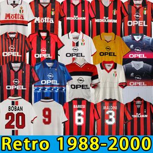 Chemises rétro maison Gullit SOCCER JERSEYs Maldini Van Basten football KAKA Inzaghi PIRLO SHEVCHENKO BAGGIO Milan Ibrahimovic 88 89 90 91 92 93 94 95 96 97 98 99 00 1995