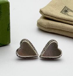 Pendientes retro con dije de corazón de plata, diseño clásico, aretes con forma de gota para el oído, aretes orecchini con sello para mujeres, hombres, amantes de la fiesta, joyería con CAJA