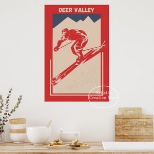 Affiche d'art de ski rétro Zermatt Suisse Vintage Ski Travel Print Toivvas Peinture mur