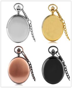 Retro Smooth Case Silver Blackyellow Goldrose Gold Men Femmes Analogue Quartz Pocket Watch avec pendentif Collier Chaîne Clock Gift8688671