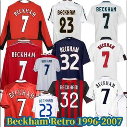 Camiseta de fútbol retro Beckham 98 99 02 04 Clásico Real Madrid Inglaterra 1996 1998 2002 Fútbol vintage 05 06 07 Camiseta retro para hombre Kits de camiseta de fútbol