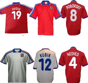Retro Soccer Jersey Tsjechische Republiek 1996 1997 Vintage Uniform 96 97 Home Red Classic voetbalshirt weg