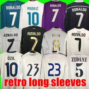 Retro voetbal jersey lange mouw voetbal shirts guti ramos seedorf carlos 10 11 12 13 14 15 16 17 zidane raul 00 01 02 03 04 05 05 06 07 finale kaka 666