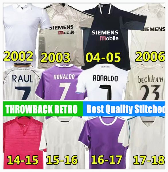 Jerseys de football rétro 2002 Zidane Raul Redondo Guti Ramos McManaman 1996 97 98 2003 04 05 06 12 13 14 15 18 Shirts de football vintage