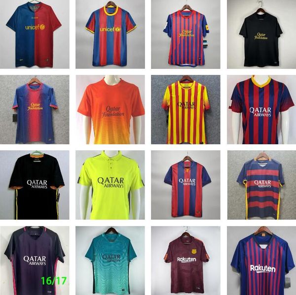 Maillots de football rétro 2008 2009 2010 2011 2012 2013 2014 NEYMAR JR SUAREZ PIQUE Maillot de football vintage XAVI A.INIESTA 08 09 10 11 12 13 14 15 16 17 18 19