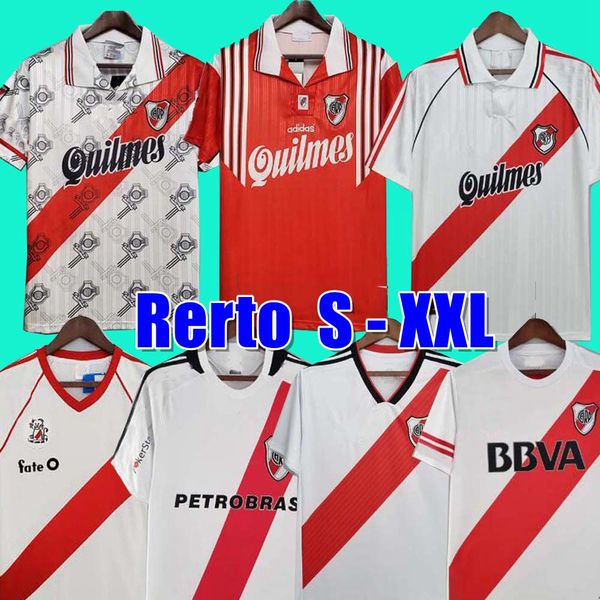 Camisetas de fútbol retro 95 96 River Plate 1995 1996 CANIGGIA SALAS CRESPO FRANCESCOLI D.TREZEGUET Camiseta de fútbol vintage Kit de camiseta clásica 97 98 09 10 15 16 18