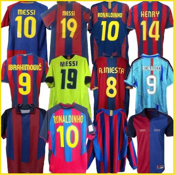 Maillots de football rétro 96 97 03 04 05 06 07 08 09 10 11 14 15 XAVI RONALDINHO RIVALDO GUARDIOLA PUYOL SUAREZ Iniesta finale classique maillot de foot chemises de football