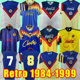 RETRO Soccer Jerseys Club America LIGA MX O.PERALTA C.DOMINGUEZ MATHEUS MEXIQUE R.SAMBUEZA P.AGUILAR RETRO Football Shirts uniforme 84 85 88 89 93 94 98 99 1995 1984 1985