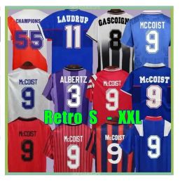 Maillots de football rétro Maillot de football GASCOIGNE 87 90 92 94 96 97 99 01 KENT STEWART ARIBO LAUDRUP MCCOIST