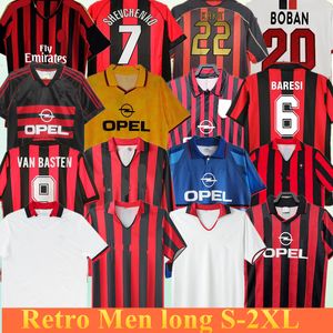 Retro voetbalshirts KIT Kaka Baggio Maldini MILAN VAN BASTEN Pirlo Inzaghi Gullit Shevchenko Vintage Classic Ac S voetbalshirtsets met lange mouwen Maillots