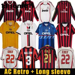 Maillots de football rétro à manches longues Baggio Maldini VAN Pirlo Inzaghi Gullit Shevchenko Chemise vintage Chemise de football classique 96 97 06 07