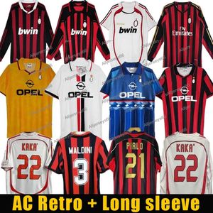 Camisetas de fútbol retro Manga larga Kaká Baggio Maldini VAN BASTEN Pirlo Inzaghi Gullit Shevchenko Vintage Classic Ac S Camiseta de fútbol _Jersey