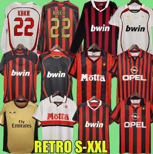 Camisetas de fútbol retro Manga larga Kaká Baggio Maldini VAN BASTEN Pirlo Inzaghi Gullit Shevchenko Camisa vintage Kit clásico 93 94 95 96 97 06 07 09