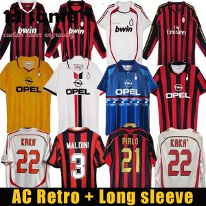 Jerseys de football rétro Kaka Baggio Maldini van Basten Pirlo Inzaghi Gullit Shevchenko Vintage Shirt Classic Football Shirt 96 97 06 07